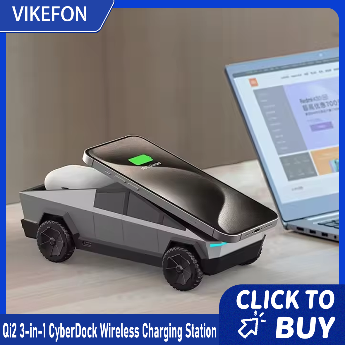 Desk Setup Apple - VIKEFON Desktop Stand Qi2 3-in-1 CyberDock