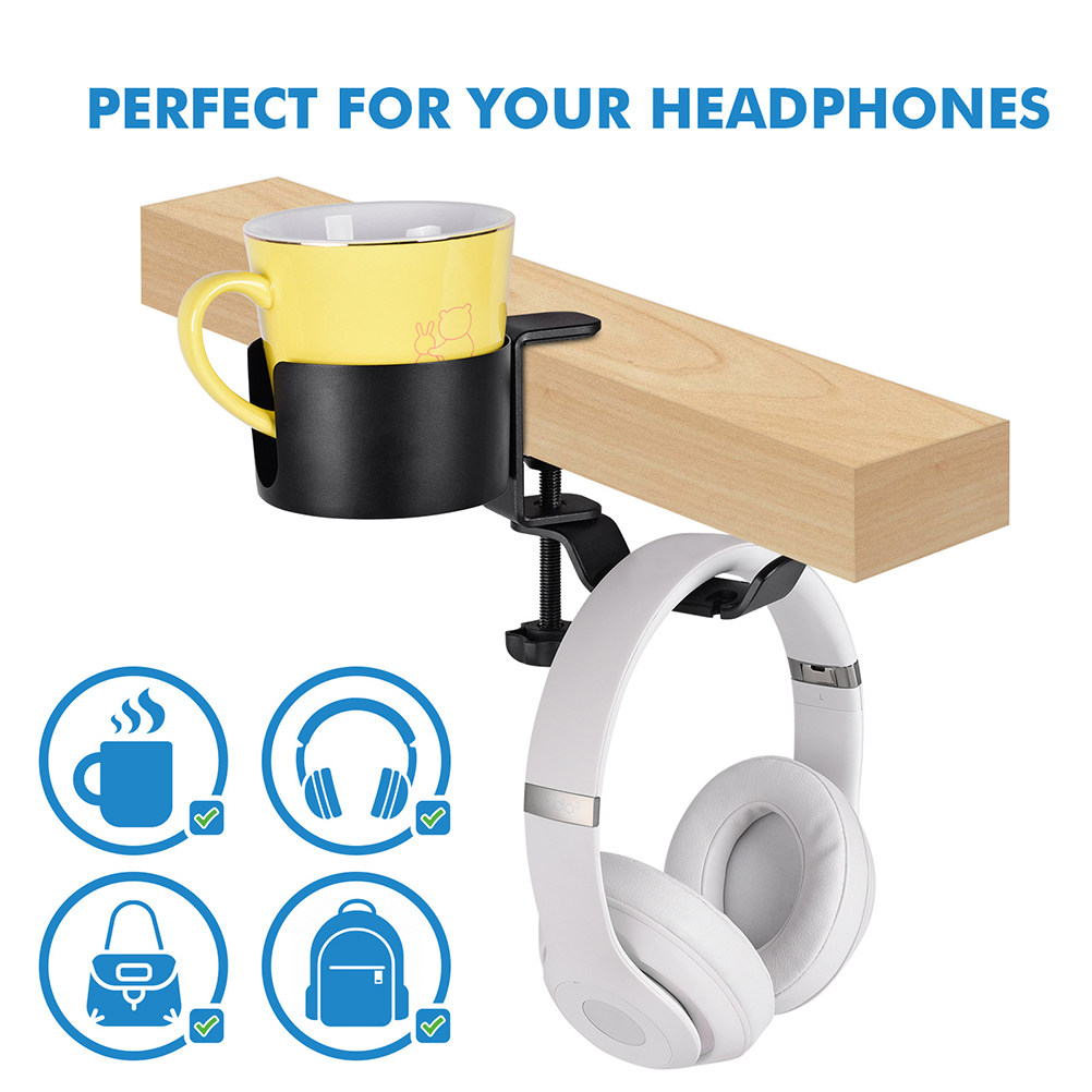 Desk Setup Headphones - Multipurpose Desk Edge Headphone Hanger and