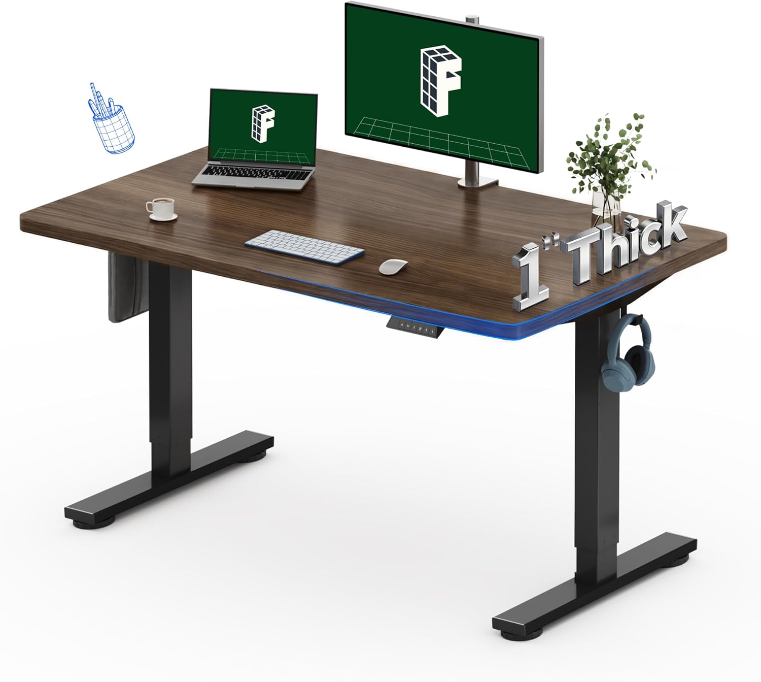 Desk Setup One Monitor - Electric Standing Desk 48