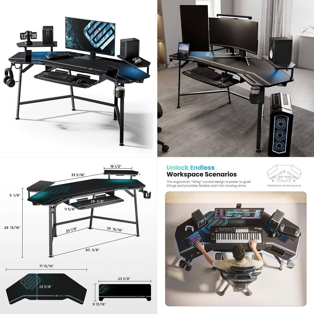 Desk Setup In Office - 71 x 30 inch Electric Standing