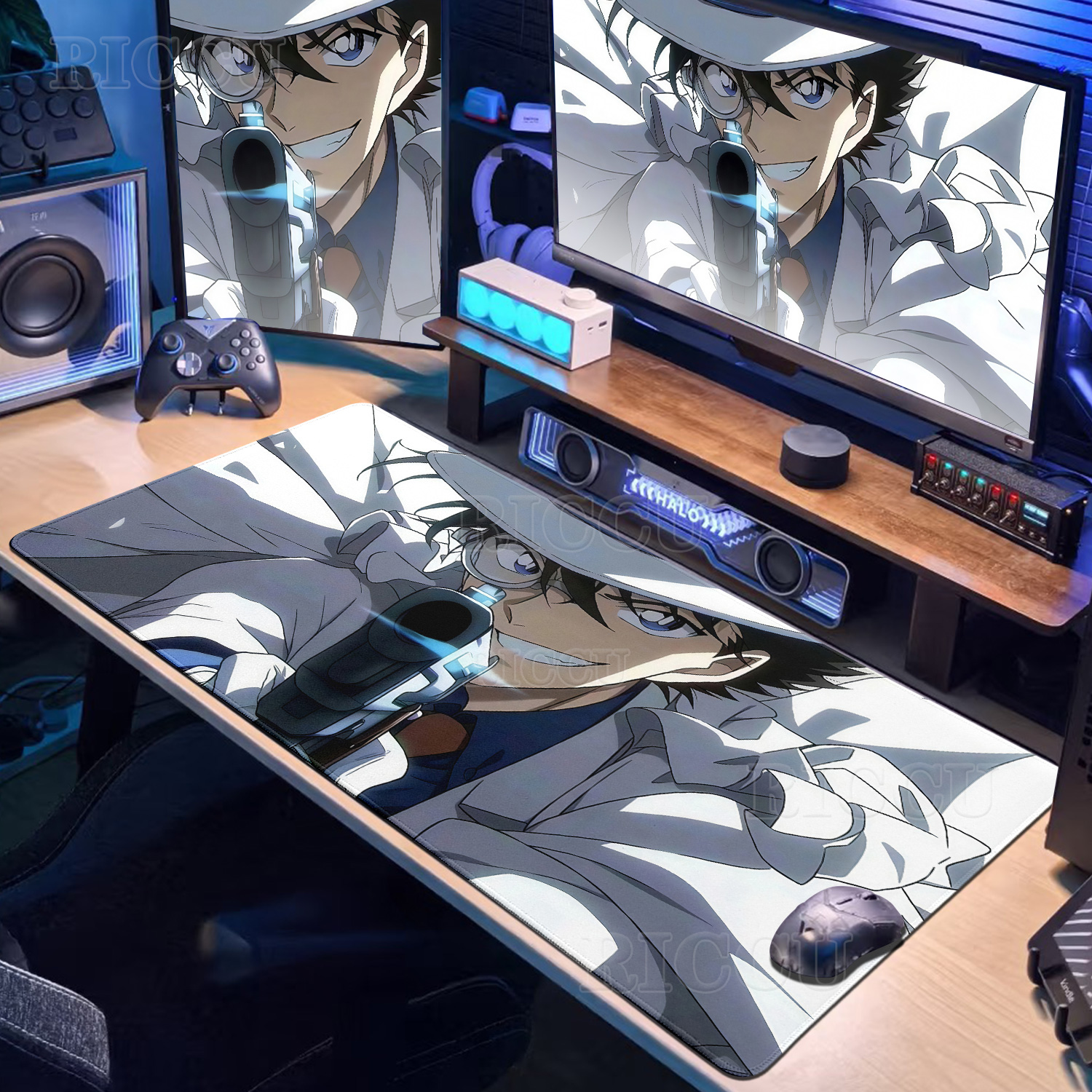 Desk Setup In Office - Anime D-Detective Conan Mouse Pad Computer