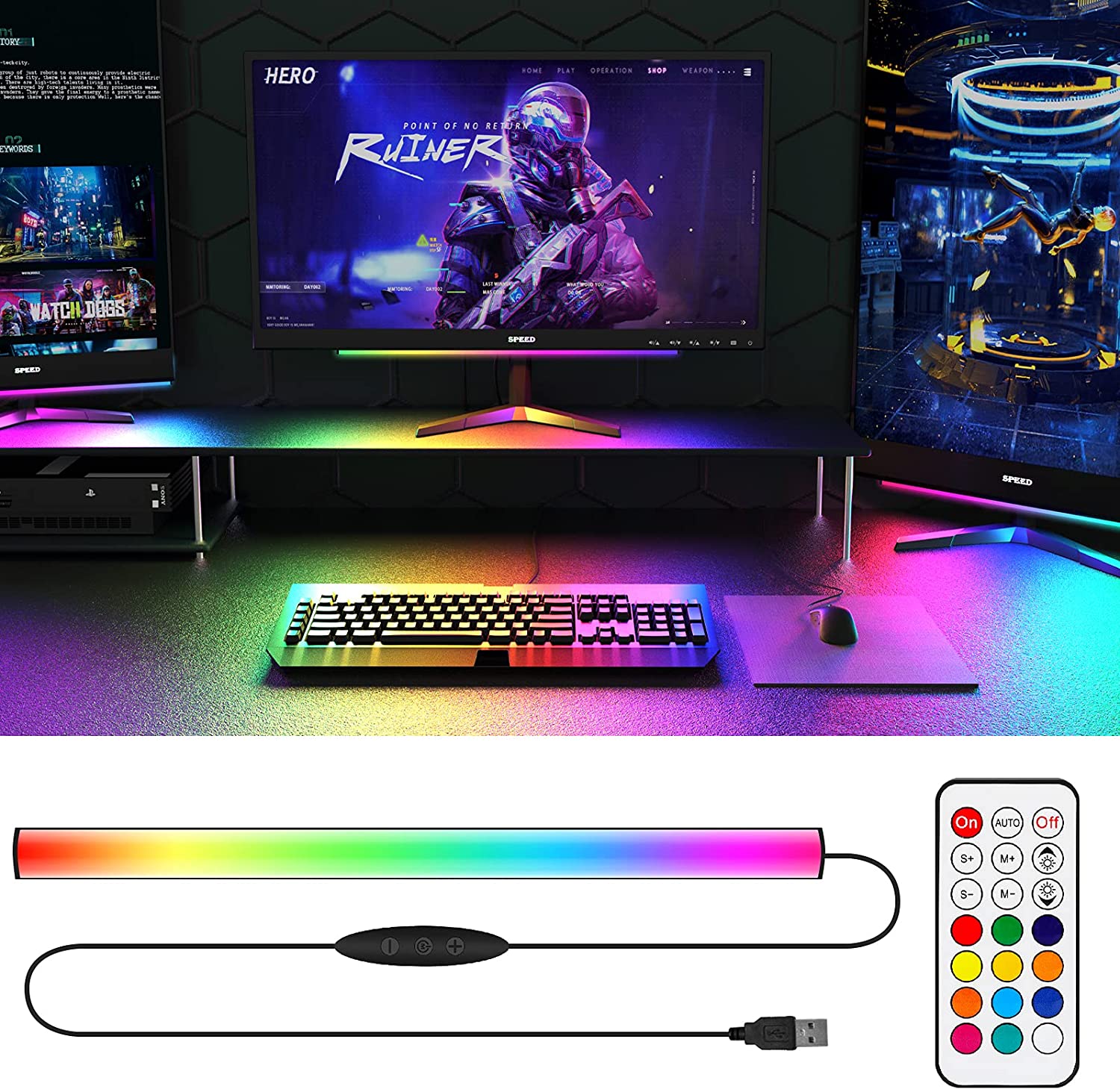Desk Setup Pc - Under Monitor Light Bar RGB Dreamcolor