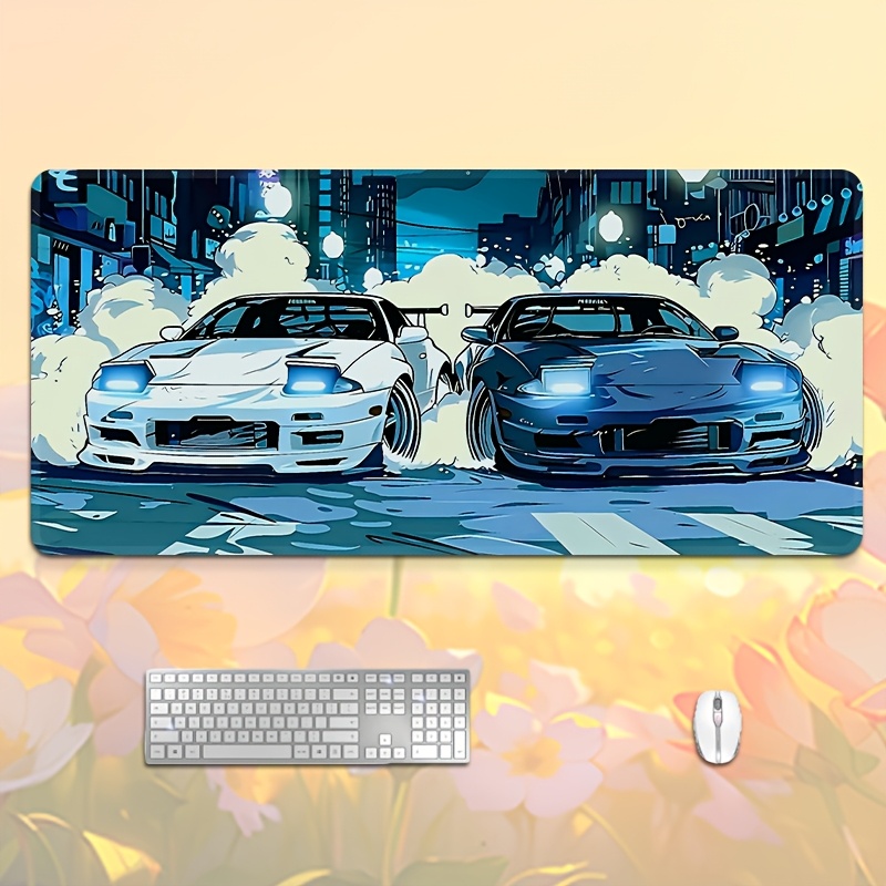 Two White Sports Cars Large Mo - огляд і ціна Desk Setup Two Laptops