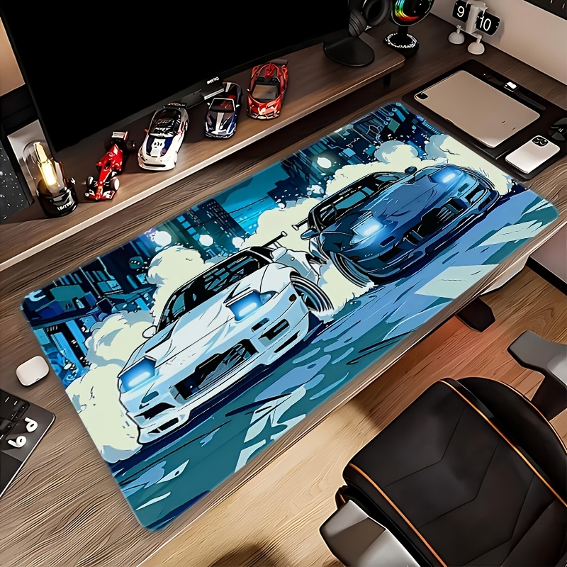 Two White Sports Cars Large Mo - огляд і ціна Desk Setup Two Laptops
