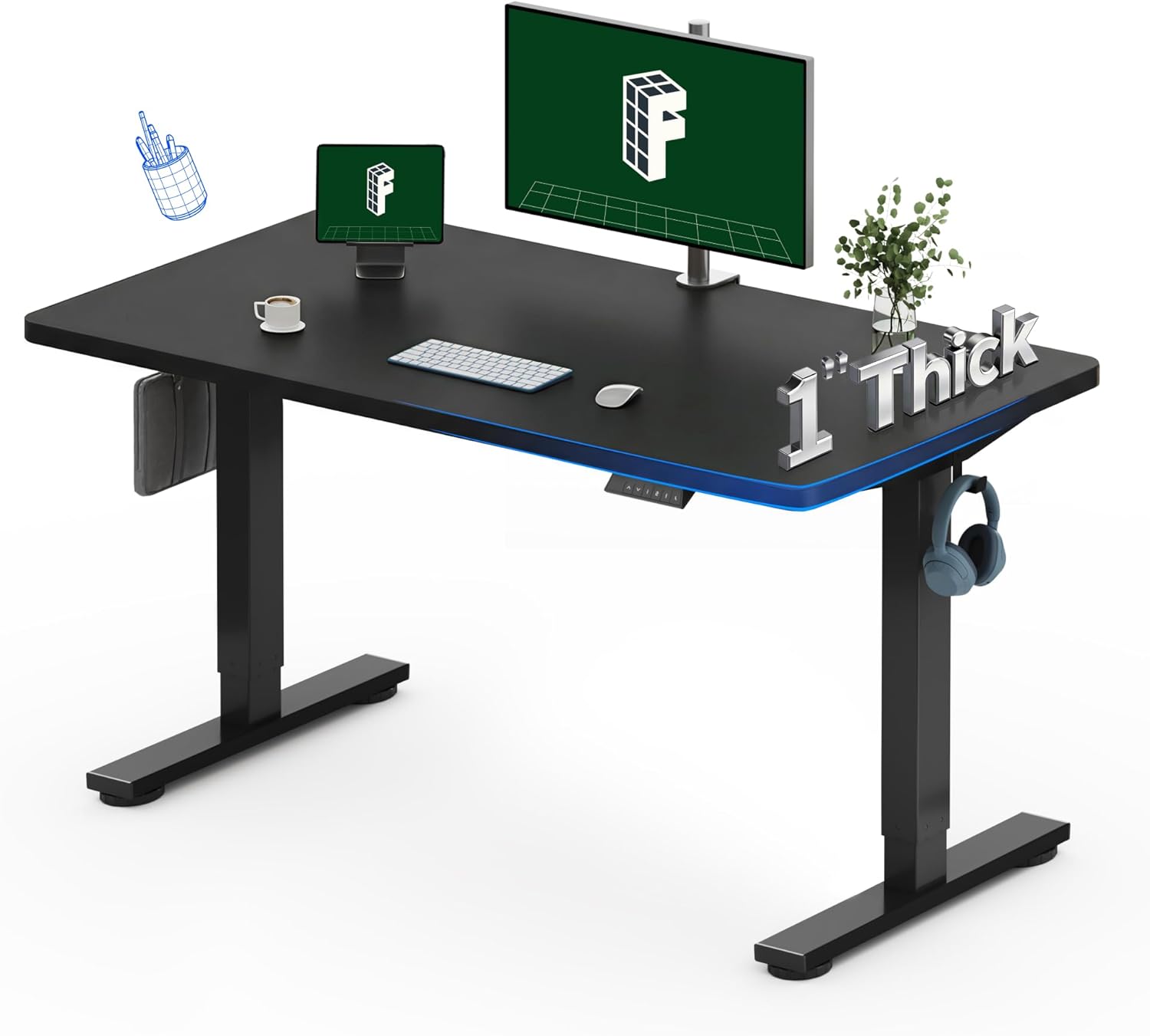 Electric Standing Desk 48 x 24 - огляд і ціна Desk Setup One Monitor