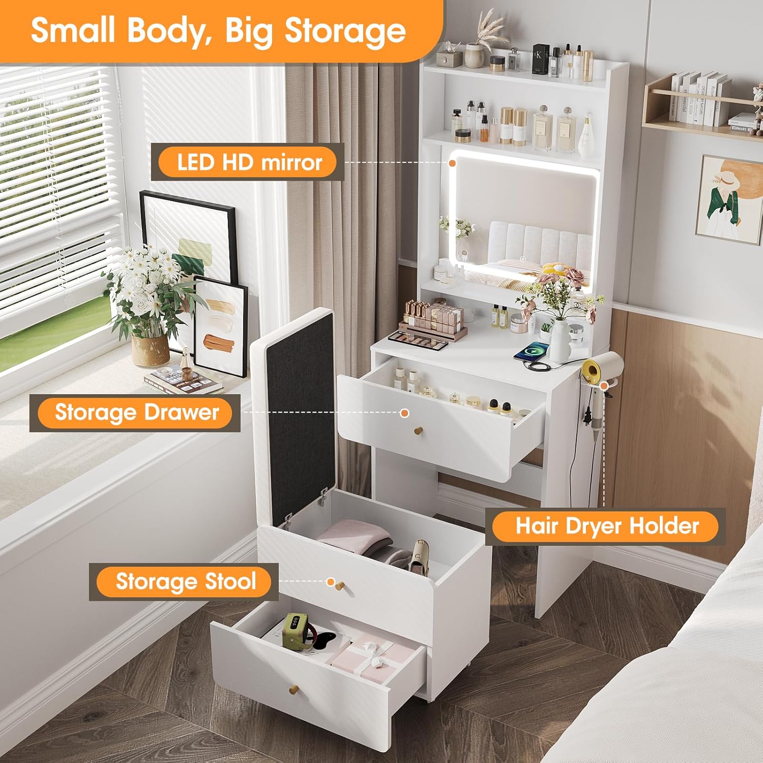 Make Up Vanity Desk with Mirro - огляд і ціна Desk Setup In Small Bedroom