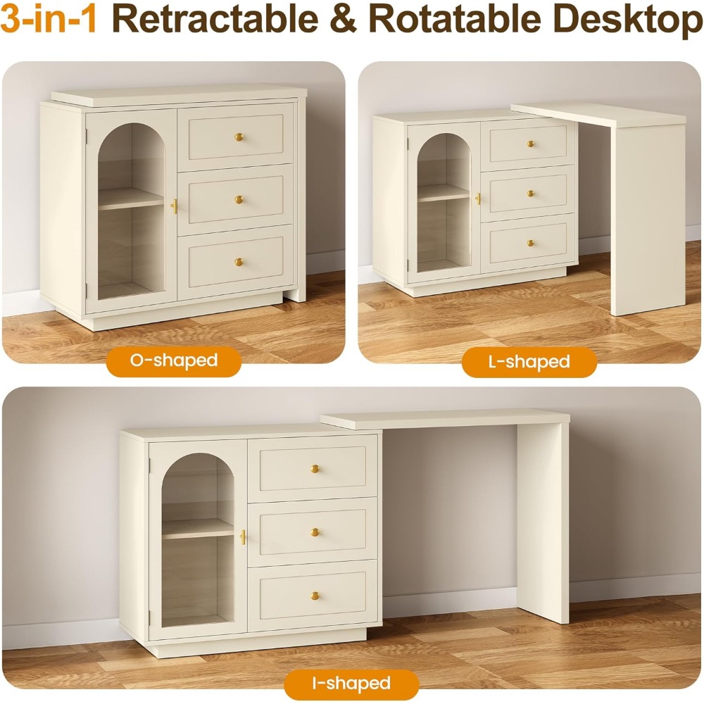 59” Large Makeup Vanity Desk,  - огляд і ціна Desk Setup Beige