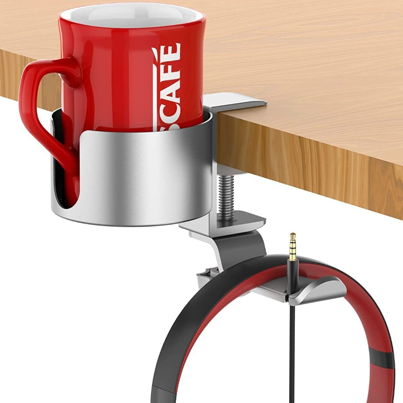 360° Rotating Cup Holder Alumi - огляд і ціна Desk Setup Headphones