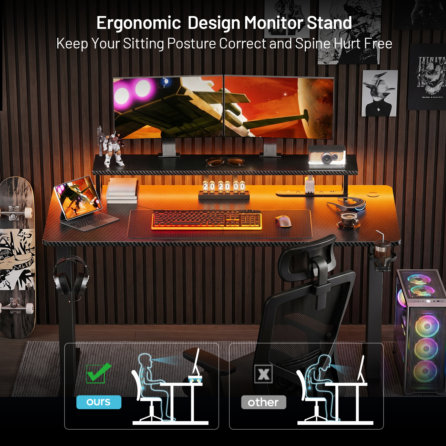 Gaming Desk with LED Lights &  - огляд і ціна Desk Setup Pc