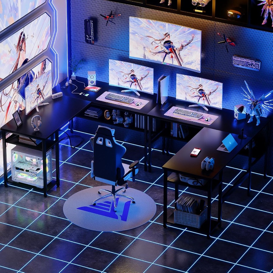 Reversible L Shaped Desk with  - огляд і ціна Desk Setup In Office