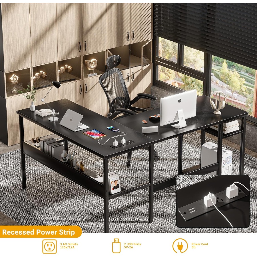 Reversible L Shaped Desk with  - огляд і ціна Desk Setup In Office