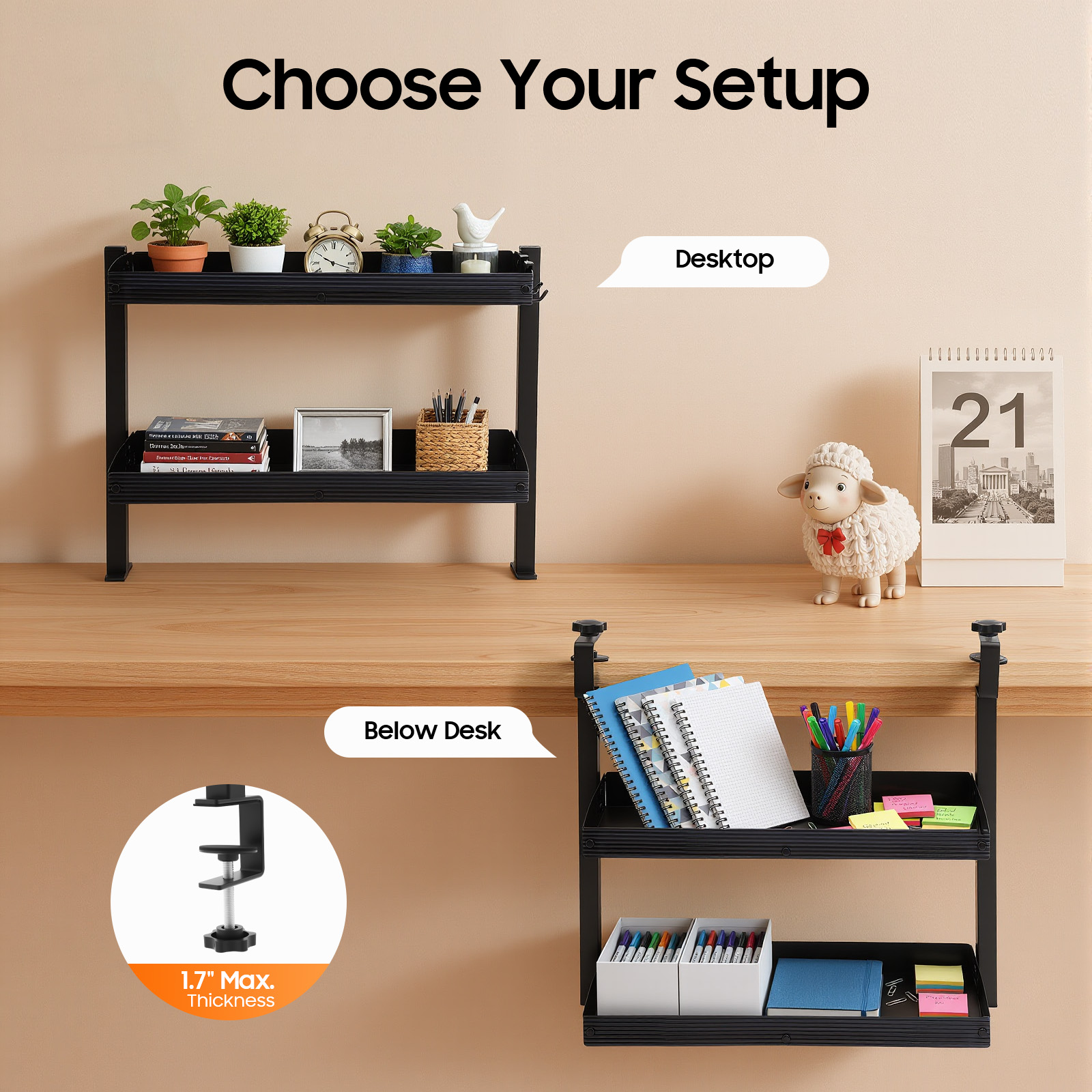 Clamp-on Desk Shelf,Desktop or - огляд і ціна Desk Setup Shelf