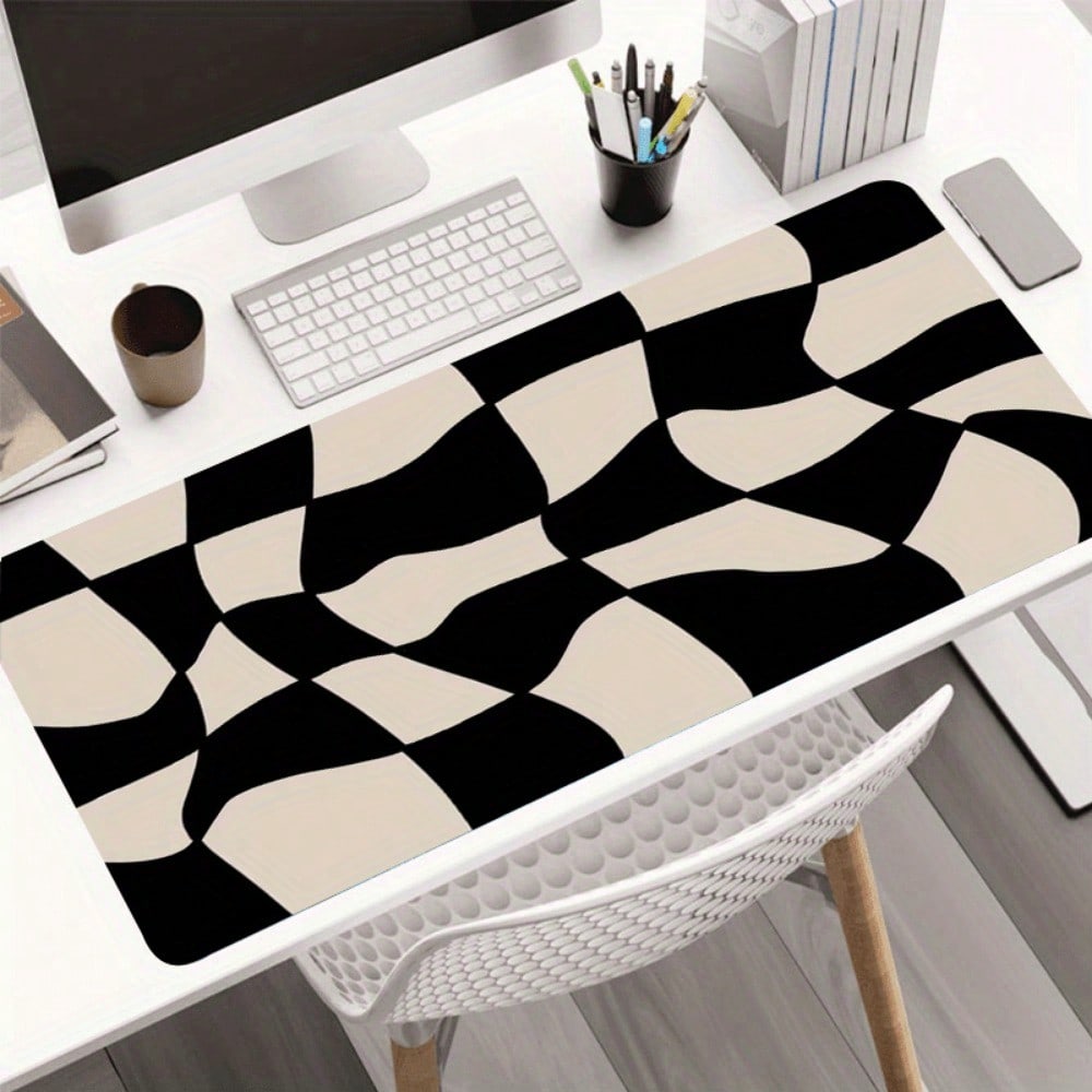 Large Black & Beige Checkerboa - огляд і ціна Desk Setup Beige