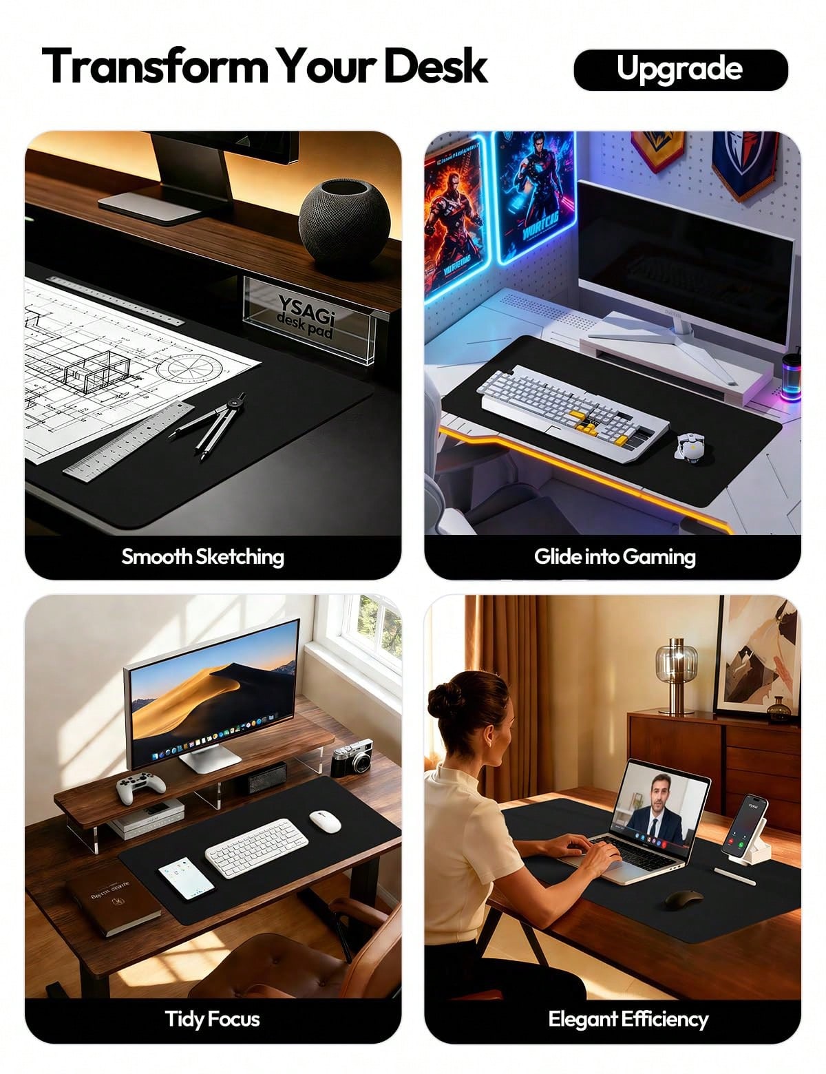 Large Black & Beige Checkerboa - огляд і ціна Desk Setup Beige