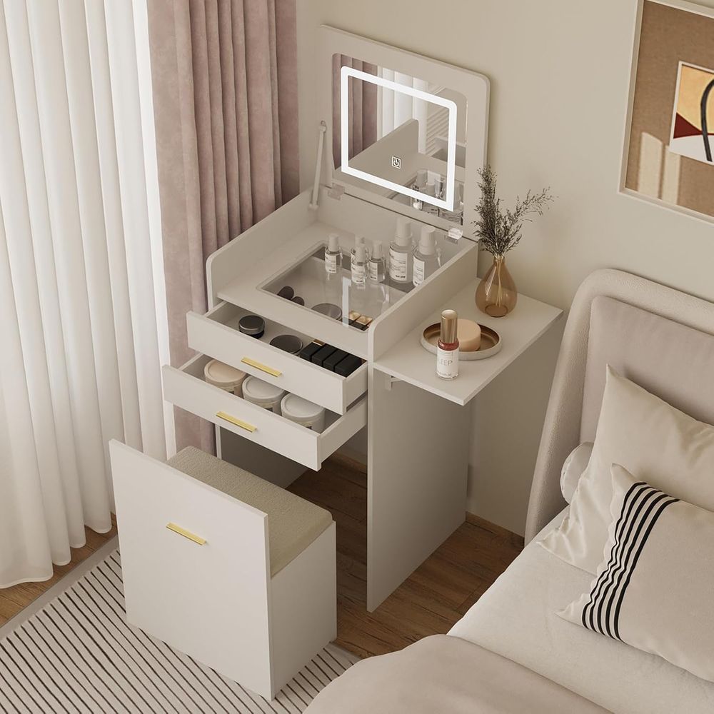 3-in-1 Vanity Desk Set, Flip-t - огляд і ціна Desk Setup In Small Bedroom