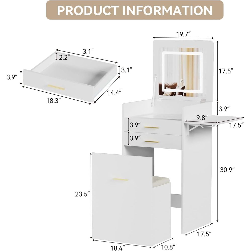 3-in-1 Vanity Desk Set, Flip-t - огляд і ціна Desk Setup In Small Bedroom