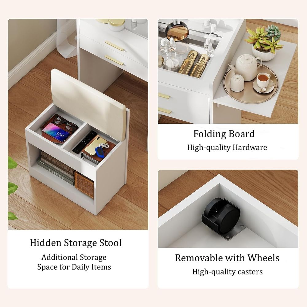 3-in-1 Vanity Desk Set, Flip-t - огляд і ціна Desk Setup In Small Bedroom