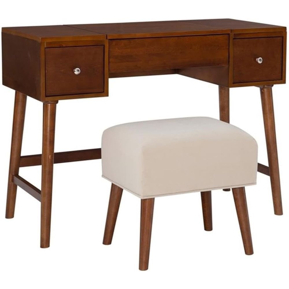Walnut Brown 40x18x47 Vanity S - огляд і ціна Desk Setup Beige