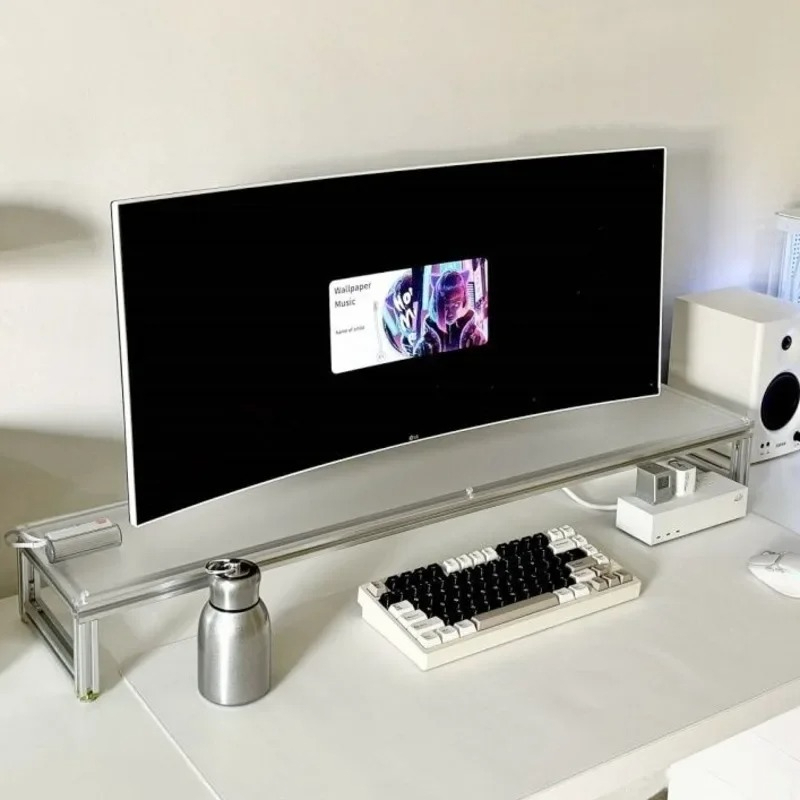 Aluminum Monitor Stand Acrylic - огляд і ціна Desk Setup For Laptop And Monitor