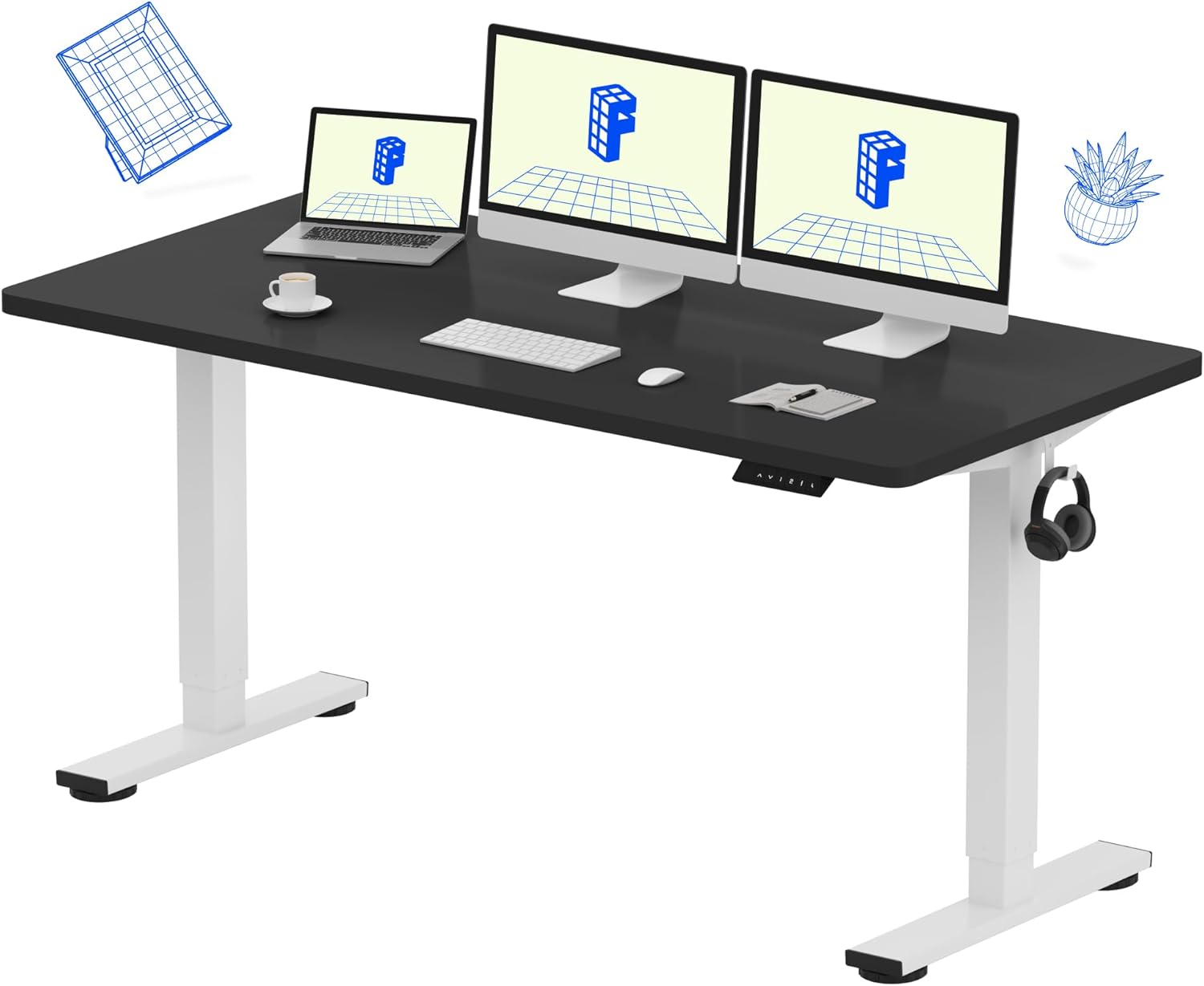 55x28 Inch Electric Height Adj - огляд і ціна Desk Setup One Monitor