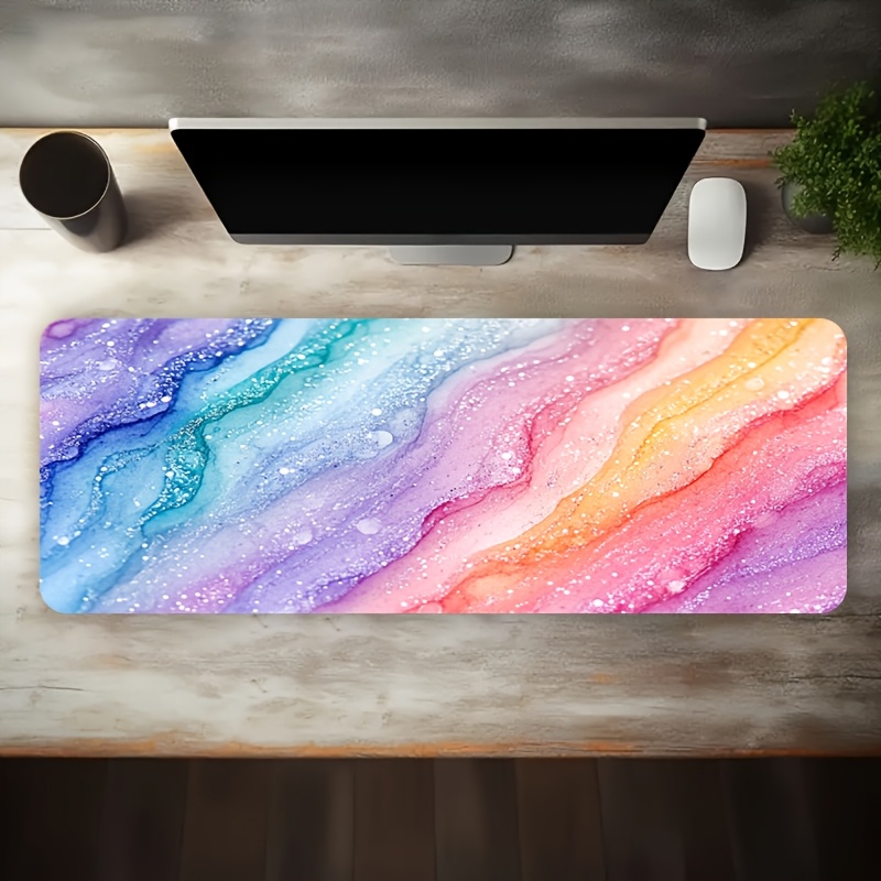 Vibrant Rainbow Glitter Marble - огляд і ціна Desk Setup In Office