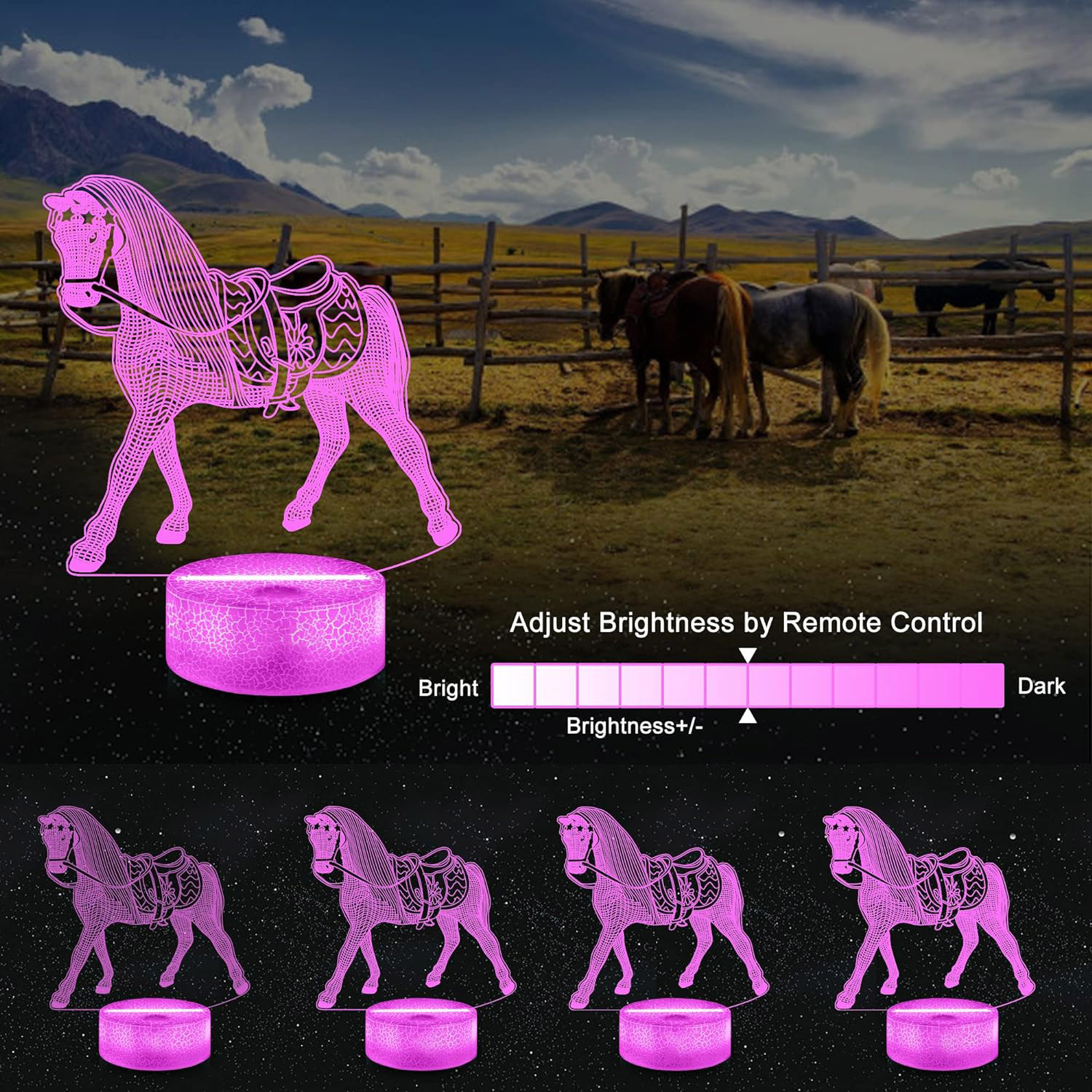 NEW Animal Horse 3D Night Lamp - огляд і ціна Desk Setup Diy