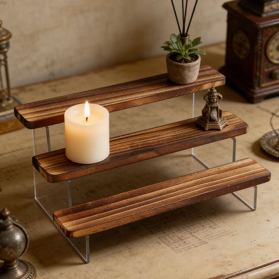 Charred Wooden Step Display St - огляд і ціна Desk Setup Shelf