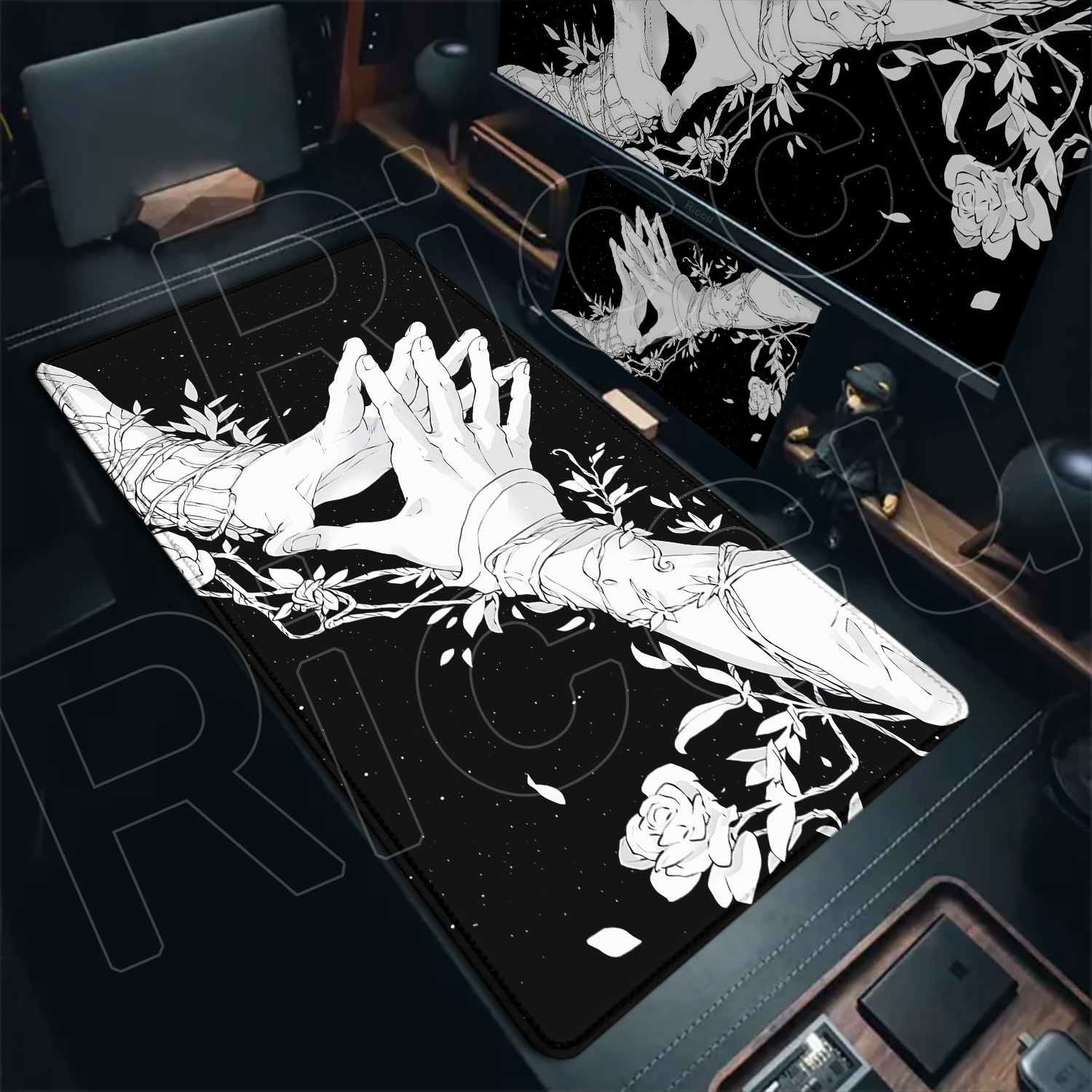HD Large Black White XXL Gothi - огляд і ціна Desk Setup In Office