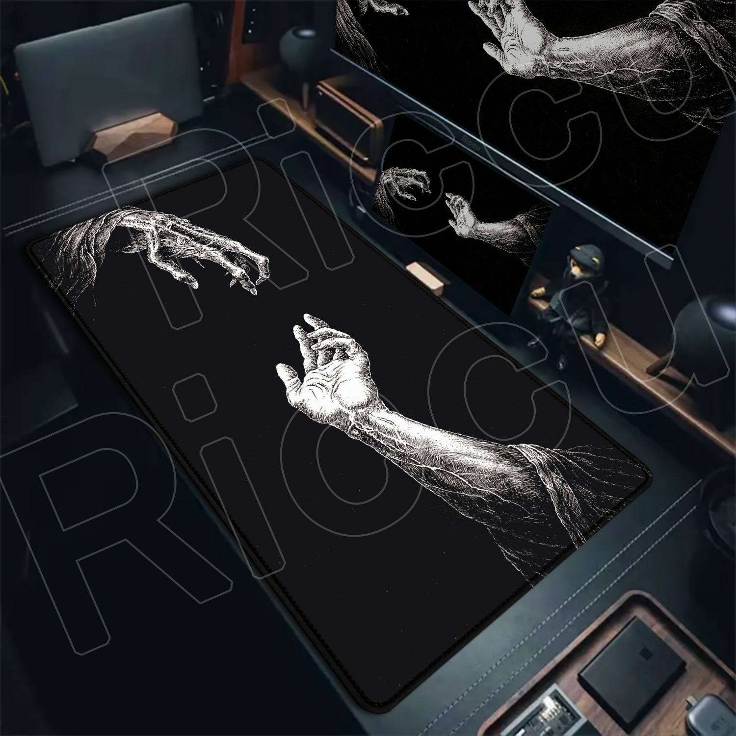 HD Large Black White XXL Gothi - огляд і ціна Desk Setup In Office