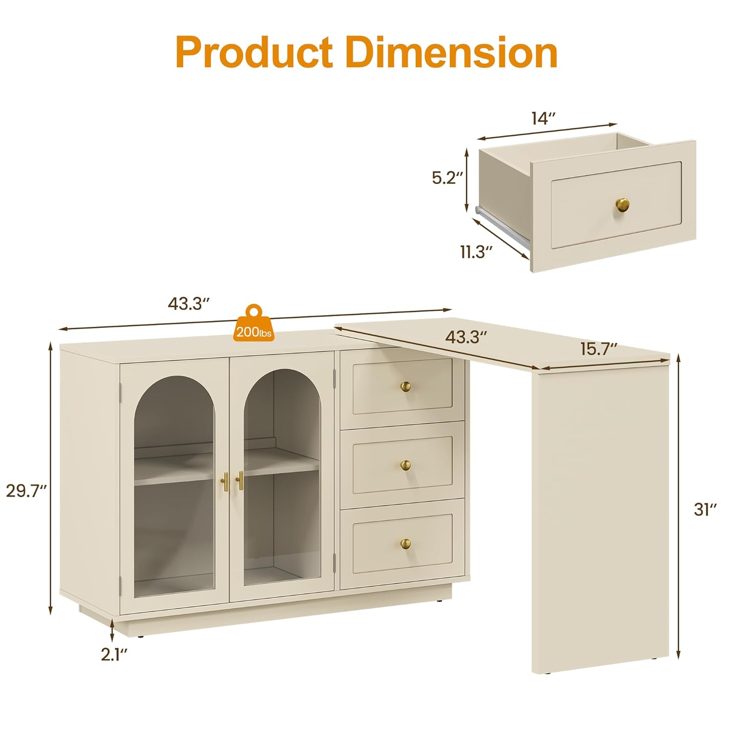 L Shaped Extendable Rotatable  - огляд і ціна Desk Setup Beige