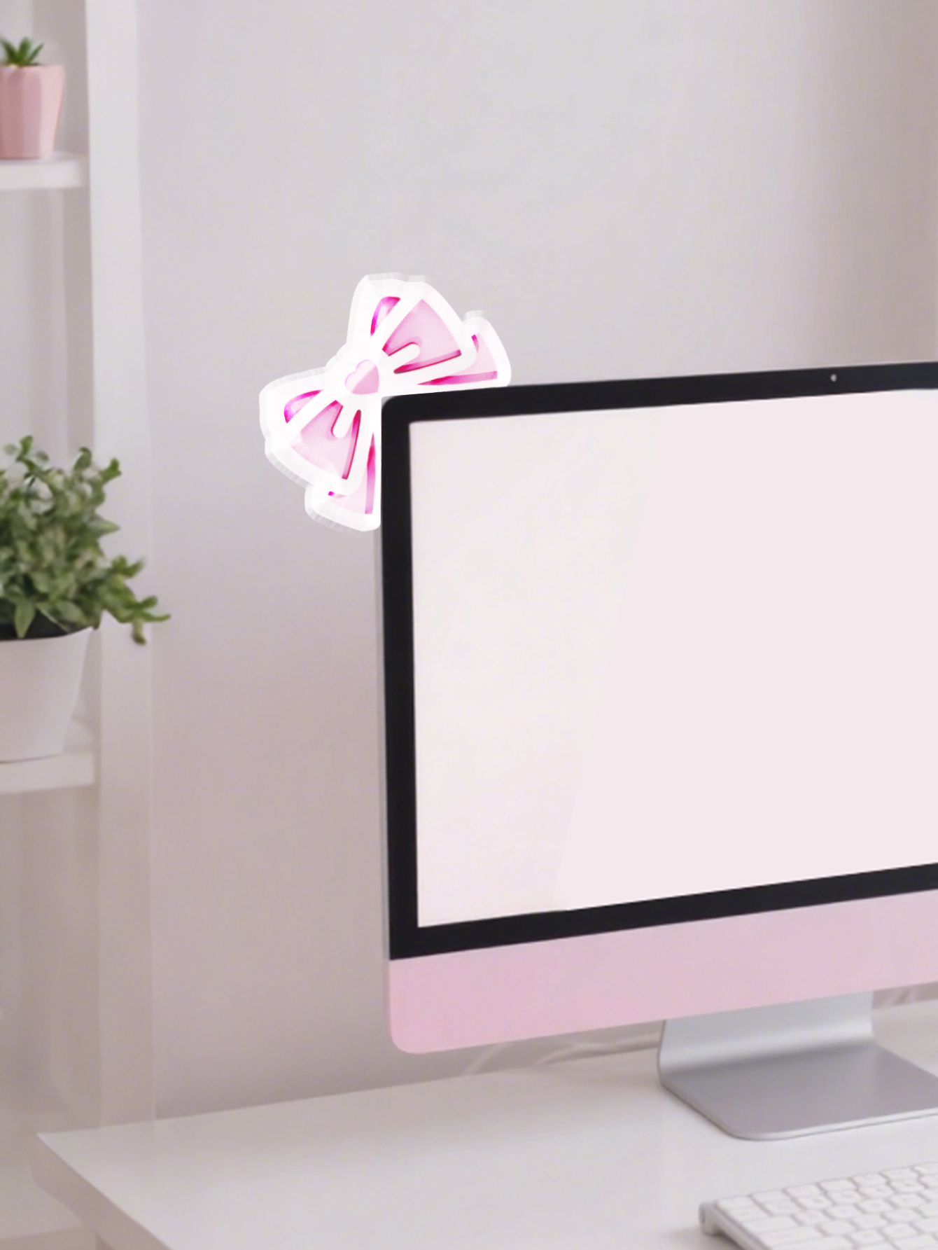Kawaii Bow Monitor Decor Pink  - огляд і ціна Desk Setup Pc