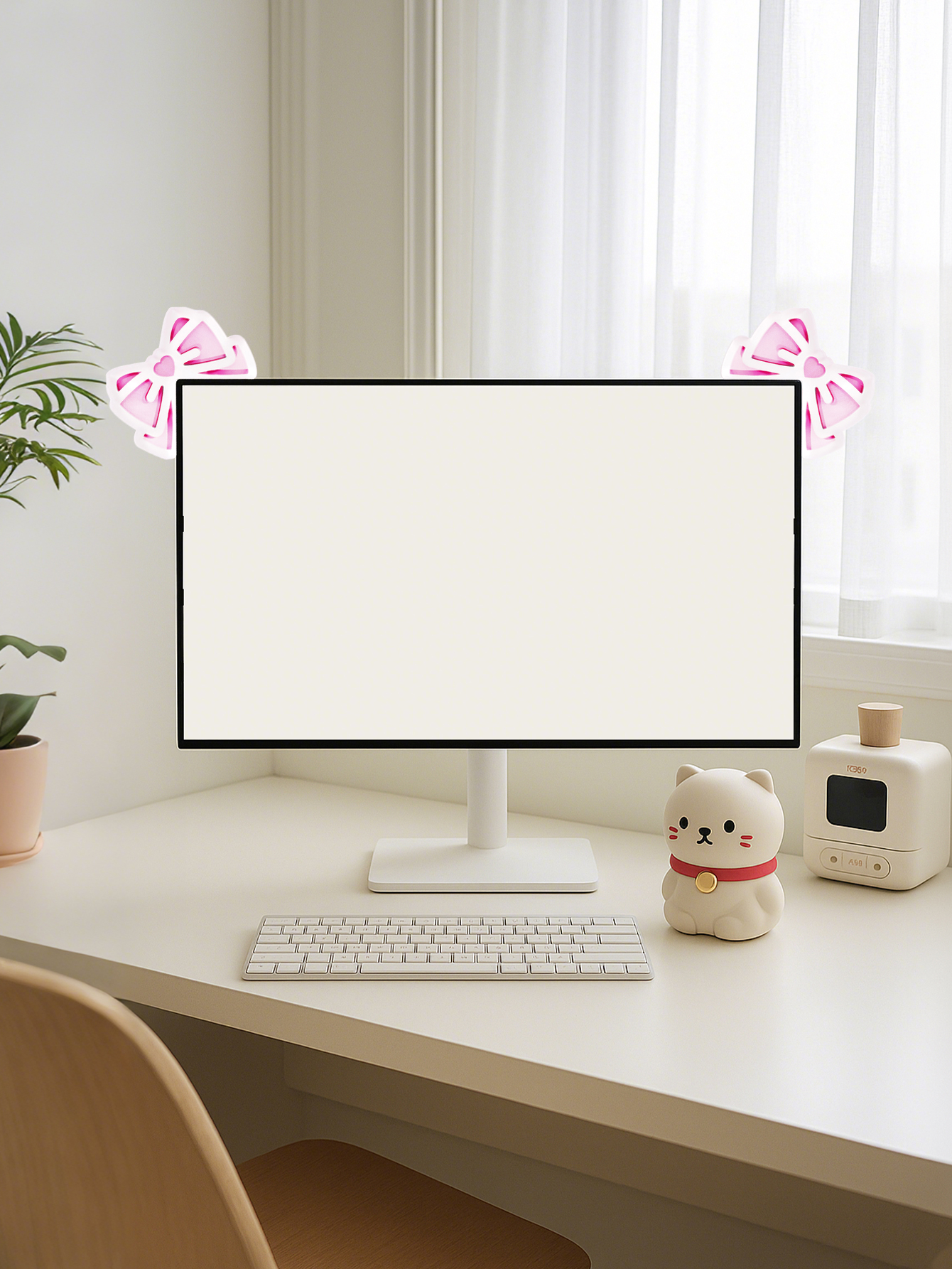 Kawaii Bow Monitor Decor Pink  - огляд і ціна Desk Setup Pc